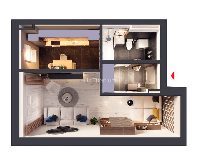 Garsoniera 1D cu gradină | HILS Titanium | Ansamblu rezidential nou - 3