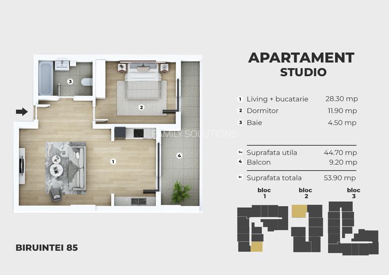 Metrou Berceni 300m - studio 57mp - Piscina/Parc/Galerii Comerciale - 3
