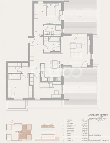 Penthouse 107 mp utili 2 terase 32 mp fiecare zona Turnisor Sibiu - 3