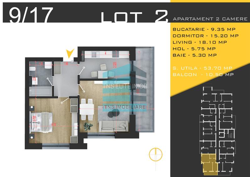 Apartament 2 Camere Generos, 64 mp, Pallady – Metrou Teclu - 6