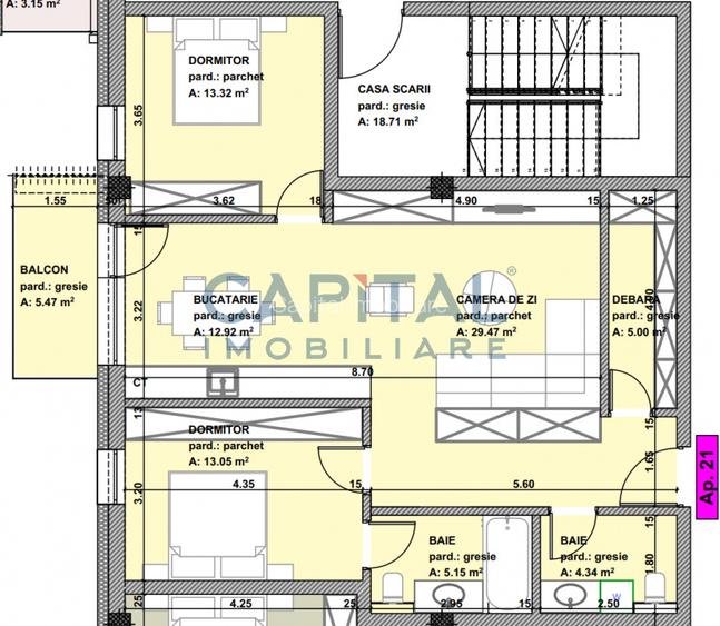 Apartament de vanzare, etaj 1, 3 camere, 102mpc, Centru Vechi, comision 0% - 2