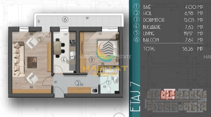 Apartament 2 camere mobilat si utilat, loc de parcare, Biruintei - 6