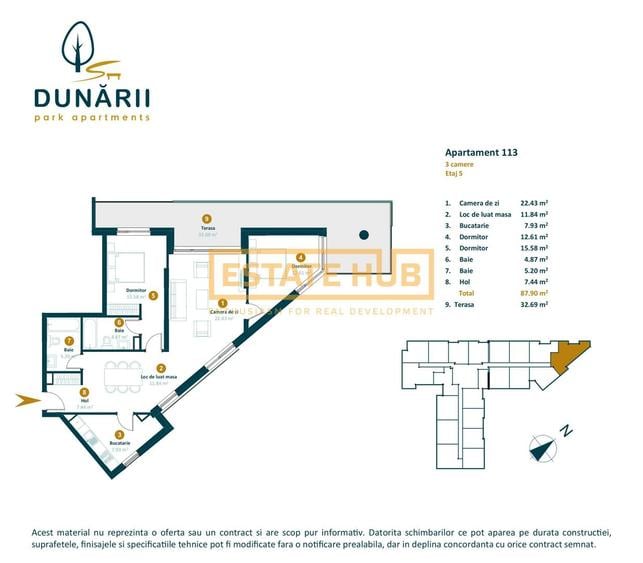 Apartament cu CF 3 camere recompartimentate in 4 camere langa viitorul Parc Est