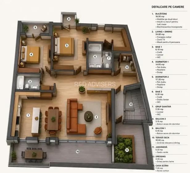 Apartament Penthouse 3 Camere 158 MP Zona Dacia Eminescu - 14