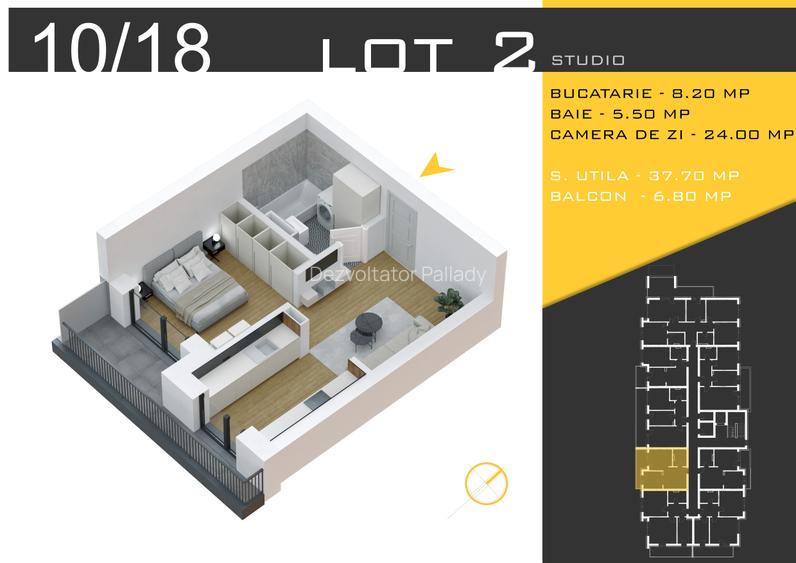 Garsonieră de 37 mp utili | Etaj 1 | În complex rezidențial nou, finalizare 2027 - 2