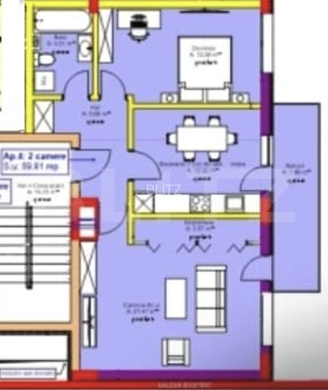 Apartament 2 camere, Decomandat, 60 mp, Imobil Nou, Zona Rivus - 2