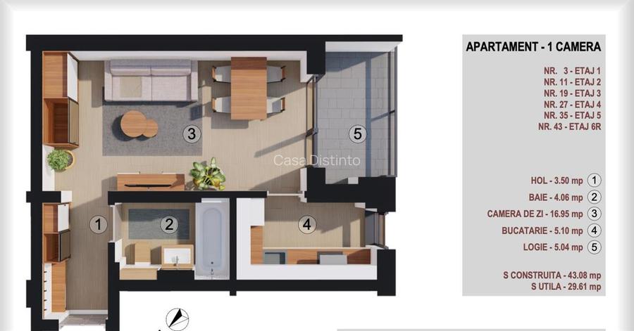COMISION% Apartament cu o camera zona Vlad Tepes - 3