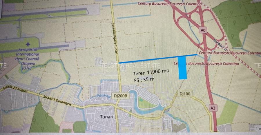 Teren intravilan cu potential! 11900 mp, DJ200, A0, A3, DJ 100, Tunari, IF - 9