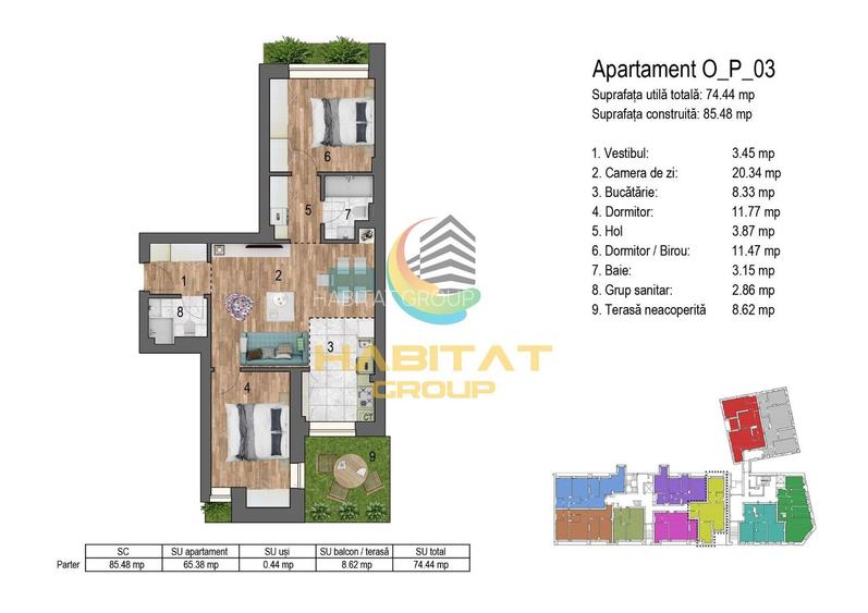 3 camere 74.44 mp Nou parter la Timpuri noi cu curte 8 min metrou - 3