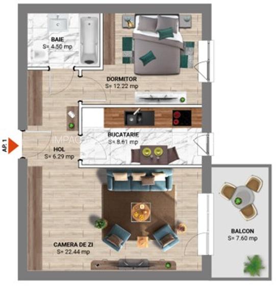 Apartament 2 camere,  55mp, balcon 8mp, bloc nou, Sector 1, Padurea Baneasa - 5