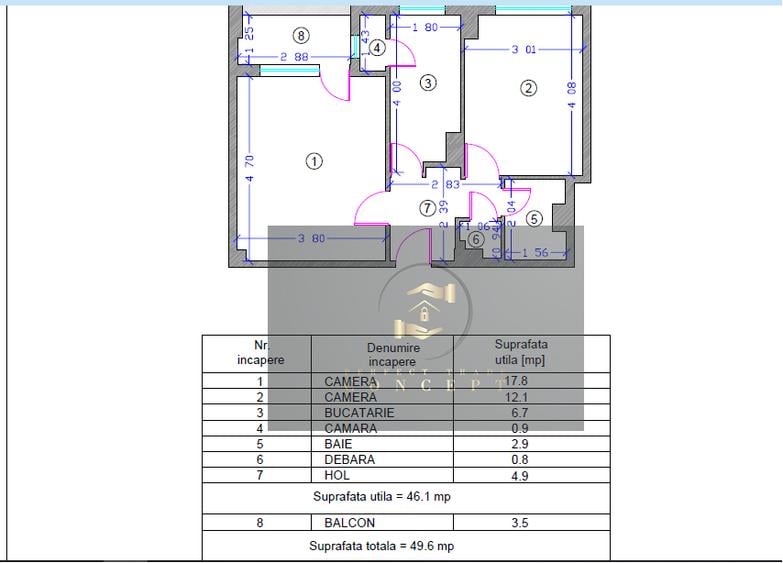 Ultracentral Stefan cel Mare Tomis Mall Apartament 2 camere decomandat