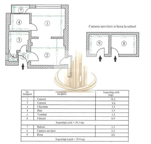 Apartament 2 camere configurat tip Garsoniera Dubla