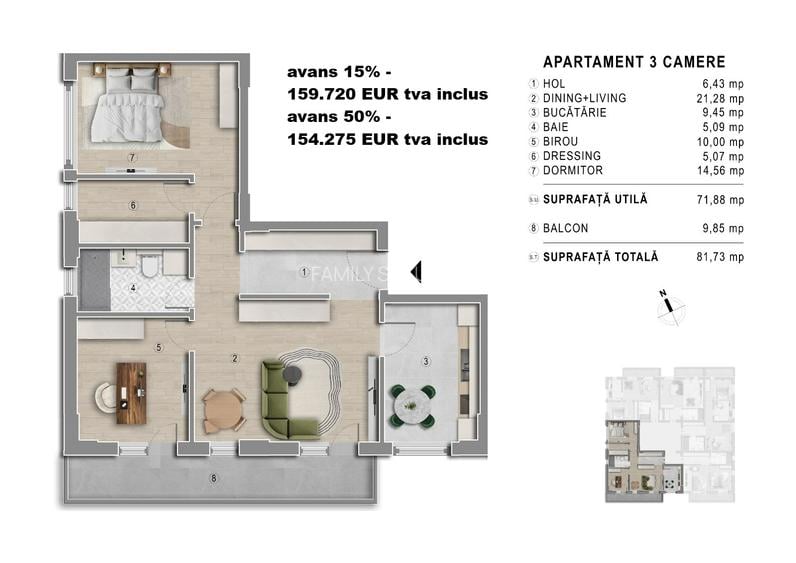 Metrou Berceni - Studio 47mp - bloc boutique 2027 - 2