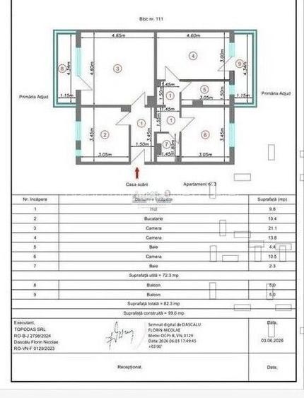 Apartament 3 camere, etaj 1/ 82,3 mp/ zona Spitalul Municipal Adjud - 10