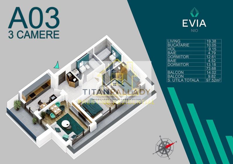 3Cam/ 98mp/ Premium/ 2Balcoane/ Titan-Pallady/ P+3
