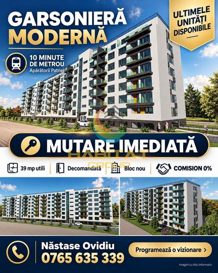 Garsonieră modernă Mutare imediată 10 min de metrou Comision 0%