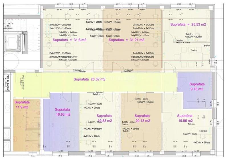 Inchiriere spatiu birouri, 212 mp, 12 locuri de parcare proprii, zona Calea Turz - 30