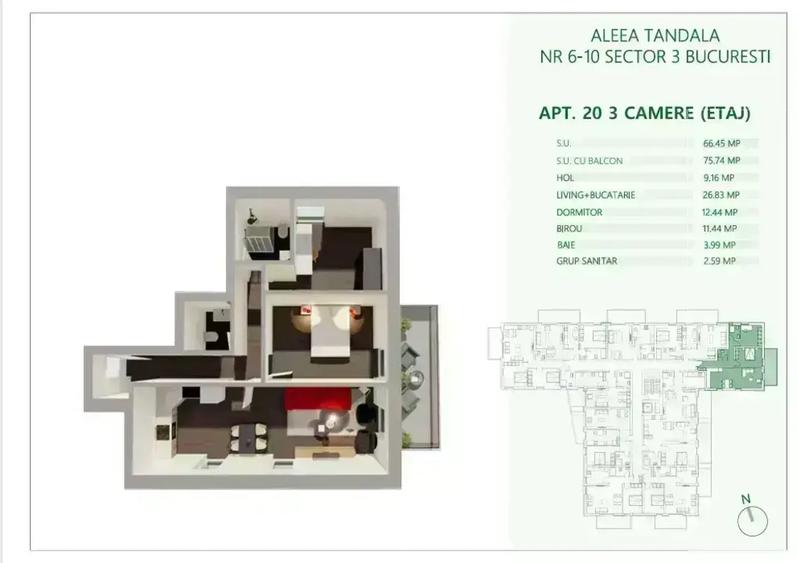 Apartament 3 camere , balcon | Metrou Mihai Bravu I COMISION 0 %