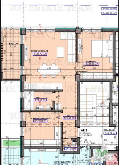 Apartament 3 camere in proiect nou - Bratianu Constanta