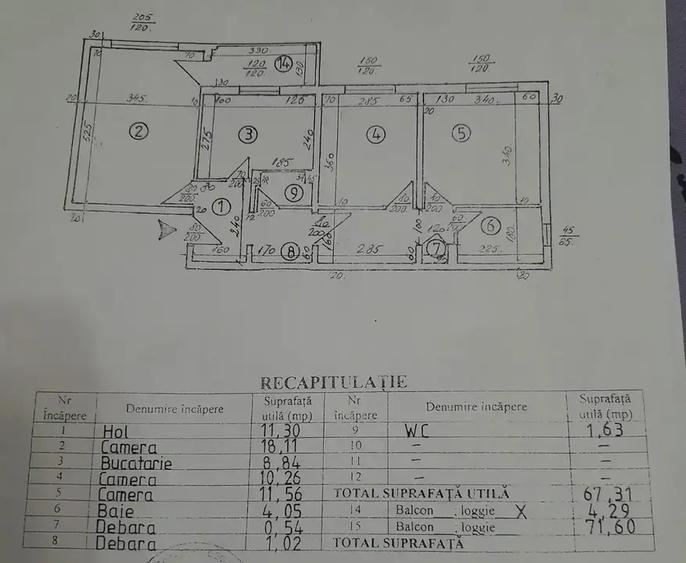 Sebastian Telita Dunavat 72 mp, etaj 4/4, centrala, bloc 1982