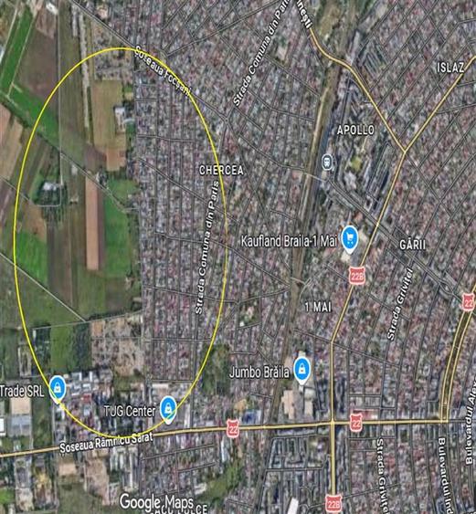 Teren intravilan 10.000 mp Chercea cu 150mp front stradal