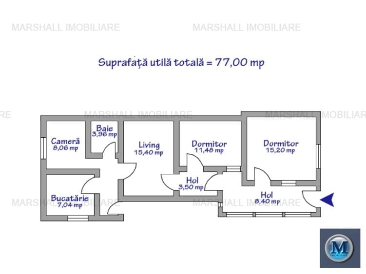 Casa cu 3 camere de vanzare, zona Central, 77 mp #16383