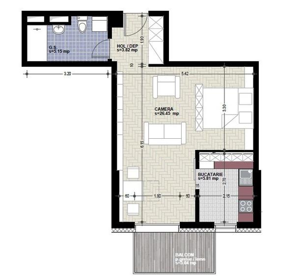 Apartament 1 camera + nisa de dormit, imobil nou, Marasti, ISE