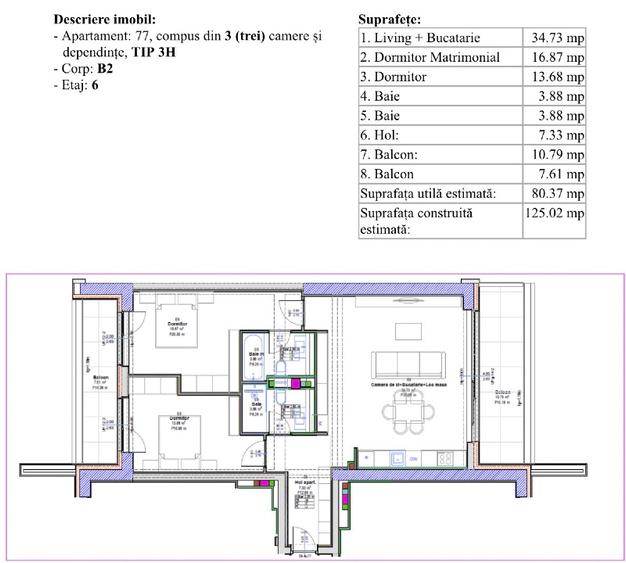 Apartament 3 camere | Etaj 6 | Pipera-Voluntari