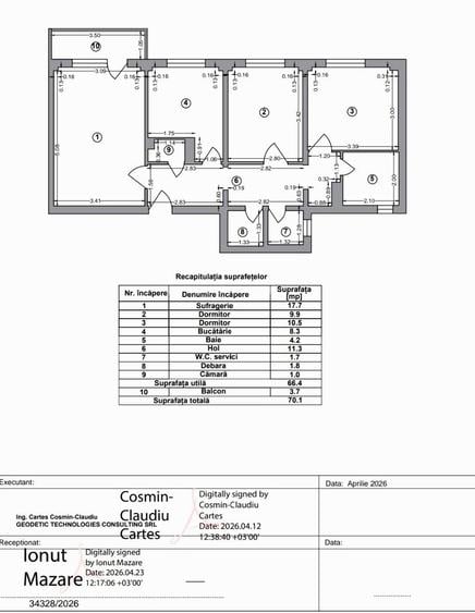 Vanzare ap. 3 cam. et. 8 din 10 ,bl. 1980, Tineretului - str. Visana