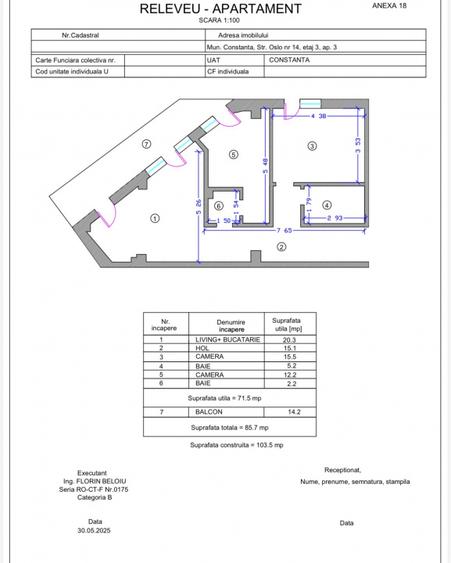 Apartament 3 camere 84,51 mp Tomis Plus - Boreal Constanta