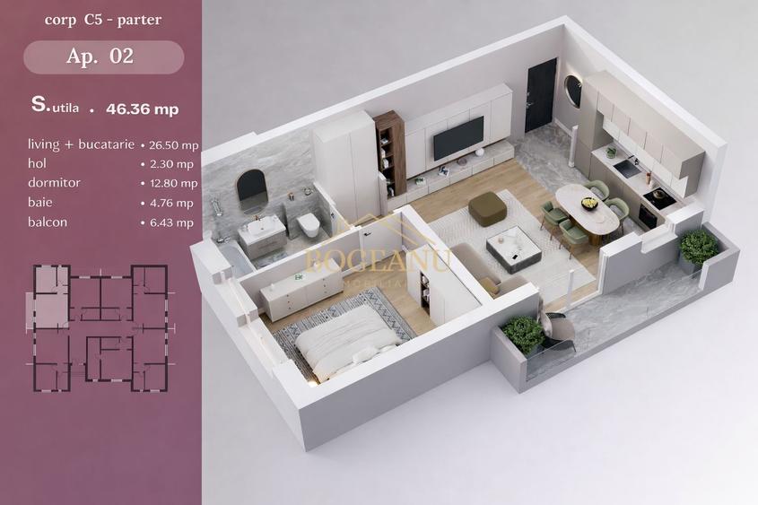 BG144-Apartament 2 camere bloc nou - Etaj 1-Giroc - Terasă-COMISION 0% - 4