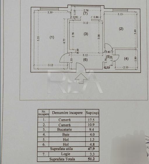 2 camere, et 5/8, centrala noua, 51mp, -Gorjului