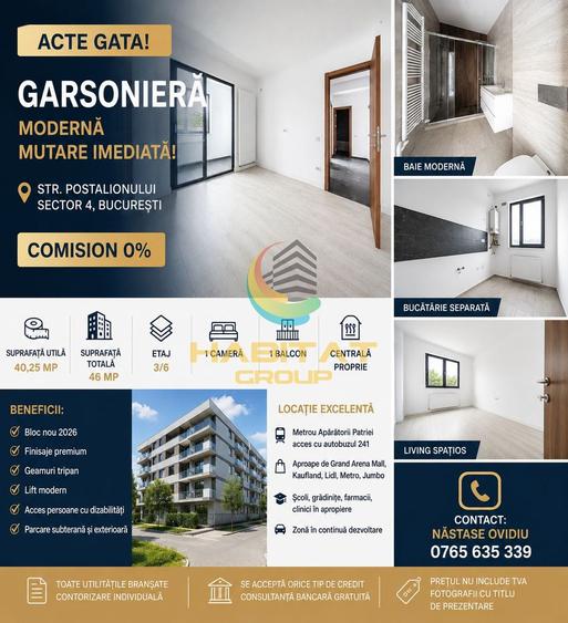 ACTE GATA! ACUM propria ta garsonieră – Sector 4 | Comision 0%