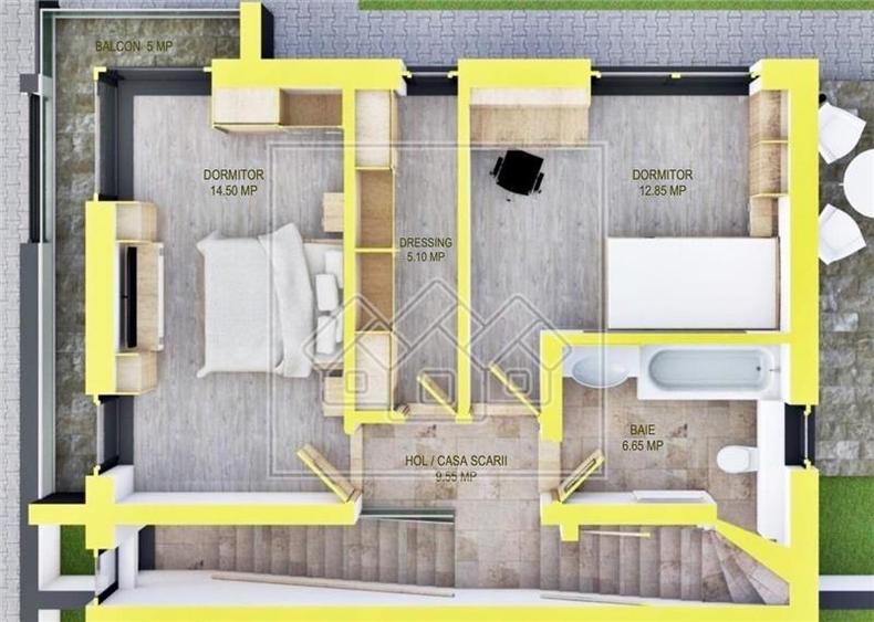 Casa tip duplex in Selimbar, 4 camere, terasa mare, teren 214 mp