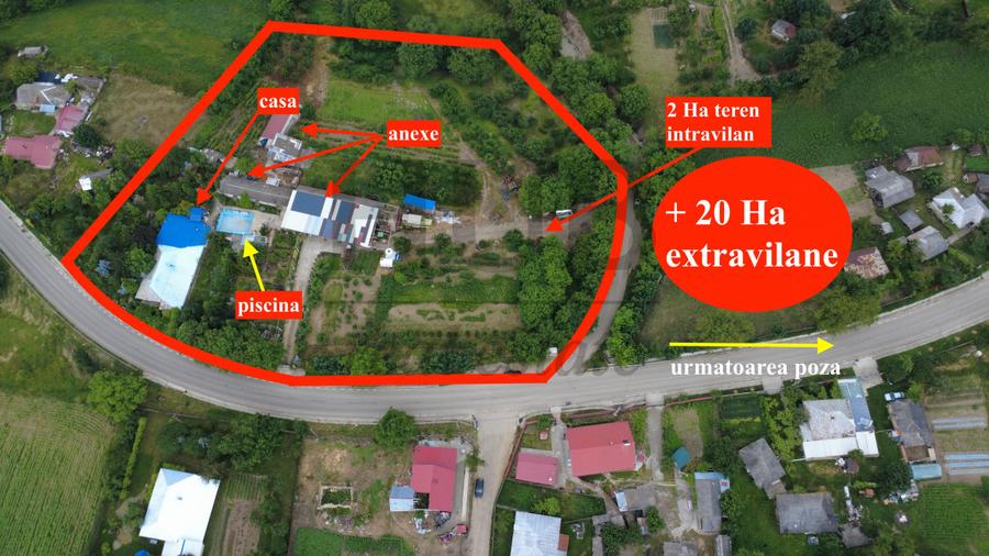 Gospodarie cu anexe si piscina cu 2 Ha teren + 20 Ha teren extravilan compancte