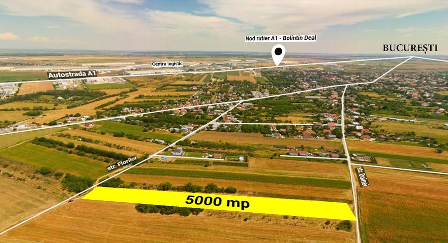 Teren intravilan construibil Bolintin Deal 5000 mp – dublă deschidere