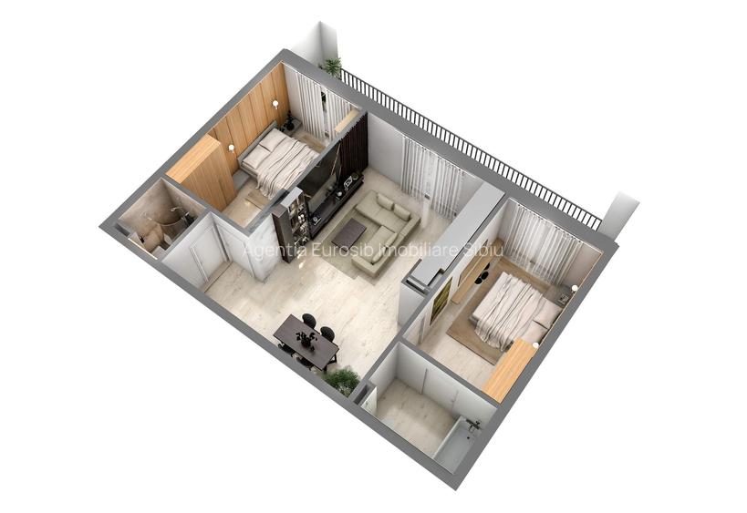 Ap 3 camere finalizat  63 mp utili balcon 15mp Orhideea D-na Stanca Selimbar - 8