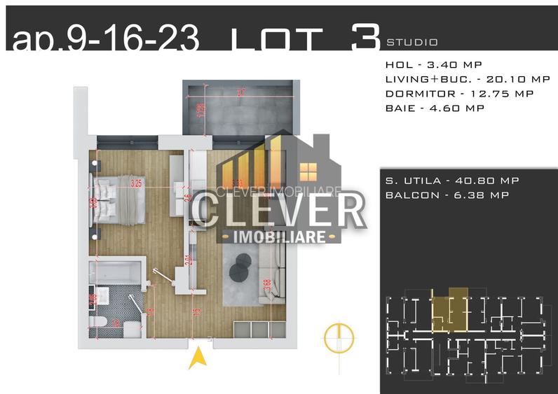 Studio cu Parcare GRATUITĂ la Avans de 90% - zona Pallady - 1
