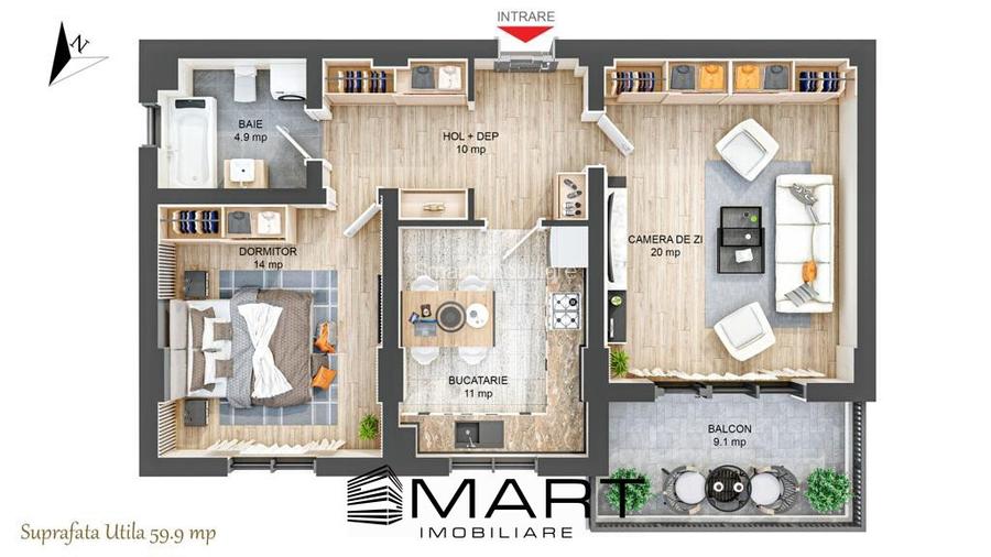Apartament 2 camere decomandate 60mp + 5mp balcon zona Ciresica - 5