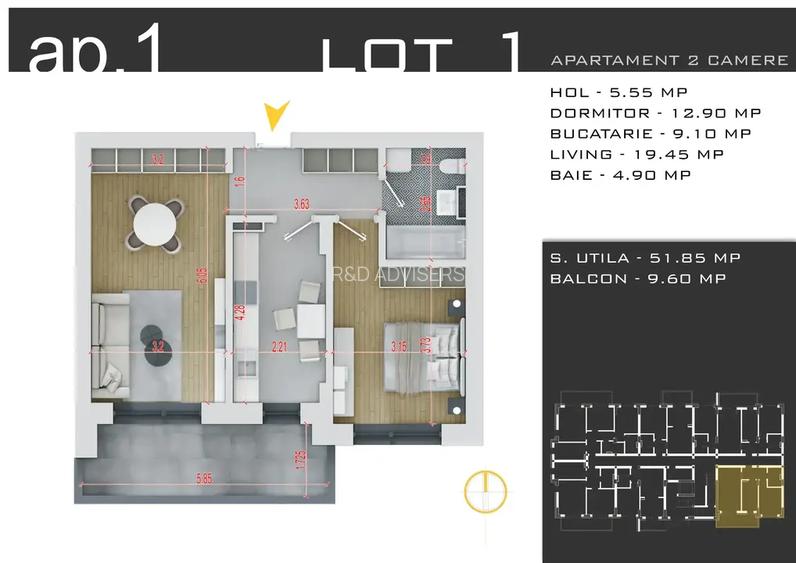 Apartament cu 2 camere decomandat, Parcare Gratuita!!! zona Pallady - 7
