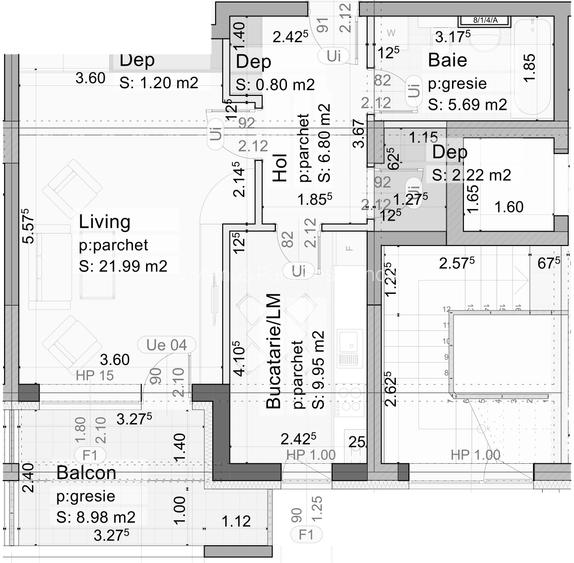 garsoniera, 38.4 mp + min. 8 mp balcon, TVA inclus 21%, febr 2028 - 2