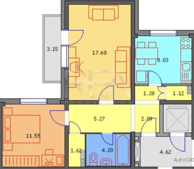 2 camere, 3/8, 56mp, bloc 1980- Lujerului - 2