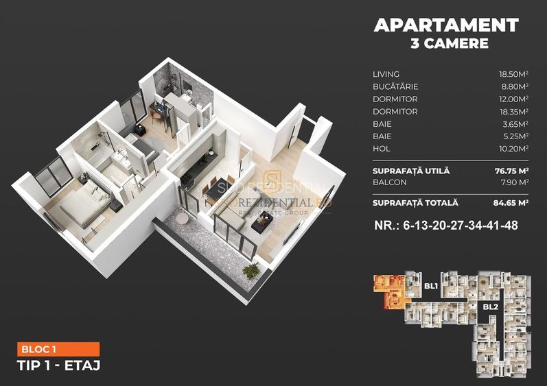 Apartament 3 camere de vanzare, bloc nou, decomandat, metrou Berceni - 1