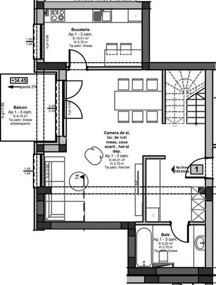 Apartament 3 camere de tip Duplex - 3