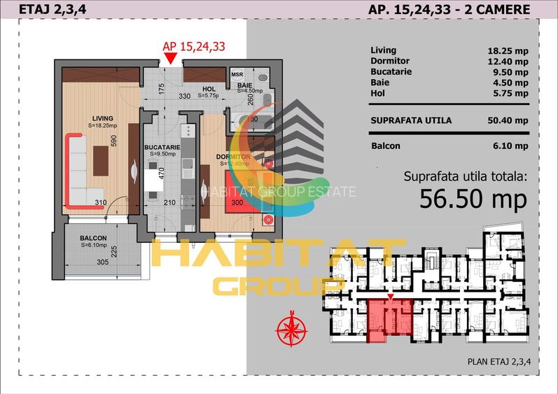 Apartament 2 Camere Decomandat Sector 4 Grand Arena 56.5 Mp - 1