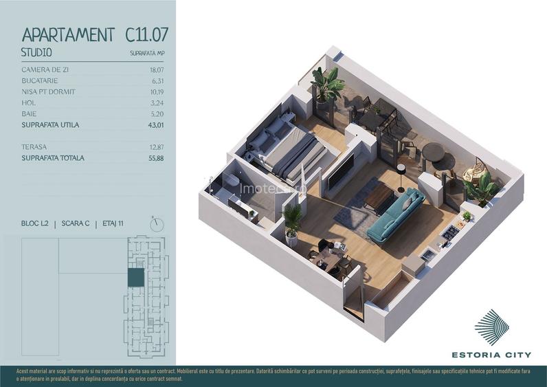 Apartament tip studio cu terasa de 13mp la 5 minute de metrou - 2