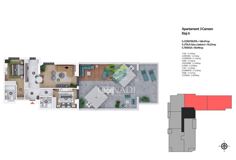 Apartament cu 3 camere | terasa 90 mp | Palatul Cotroceni - 1