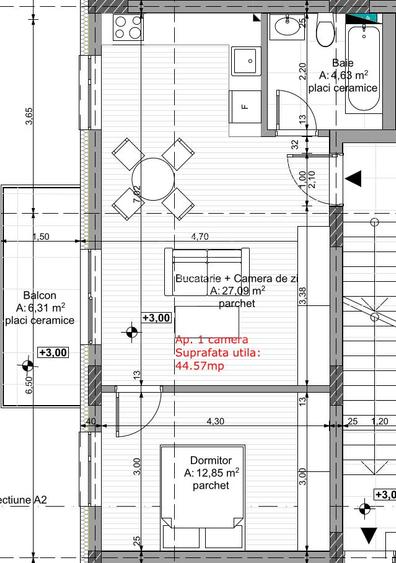 Apartament 2 camere ,etaj 1,proiect nou - 4