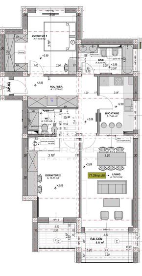 Apartament 3 camere-77 mp, -la cheie -INTABULAT  -zona Industriala Vest, Sibiu - 1
