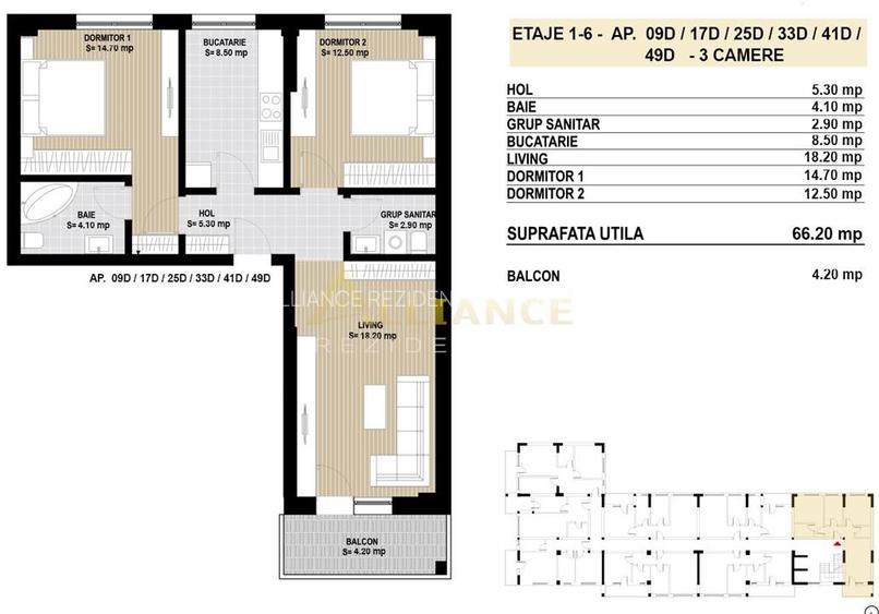 Apartament cu 3 camere | decomandat - SECTOR 4 - - 6